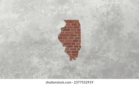 Illinois map bricks effect industrial texture wallpaper background