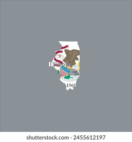 Illinois map and flag colors design on white background