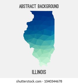 Illinois map in geometric polygonal,mosaic style.Abstract tessellation,modern design background,low poly. Geometric cover, mockup. Vector illustration.