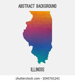 Illinois map in geometric polygonal,mosaic style.Abstract tessellation,modern design background,low poly. Geometric cover, mockup. Vector illustration.