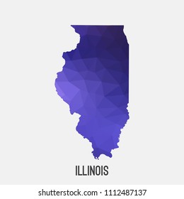 Illinois map in geometric polygonal,mosaic style.Abstract tessellation,modern design background,low poly. Geometric cover, mockup. Vector illustration.
