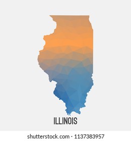 Illinois map in geometric polygonal,mosaic style.Abstract tessellation,modern design background,low poly. Geometric cover, mockup. Vector illustration.