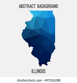 Illinois map in geometric polygonal,mosaic style.Abstract tessellation,modern design background,low poly. Vector illustration.