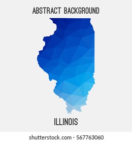Illinois map in geometric polygonal,mosaic style.Abstract tessellation,modern design background. Vector illustration EPS8