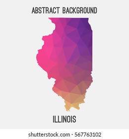 Illinois map in geometric polygonal,mosaic style.Abstract tessellation,modern design background. Vector illustration EPS8
