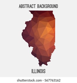 Illinois map in geometric polygonal,mosaic style.Abstract tessellation,modern design background. Vector illustration EPS8