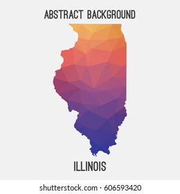 Illinois map in geometric polygonal,mosaic style.Abstract tessellation,modern design background,low poly. Vector illustration.