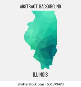 Illinois map in geometric polygonal,mosaic style.Abstract tessellation,modern design background,low poly. Vector illustration.