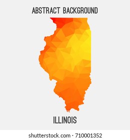 Illinois map in geometric polygonal,mosaic style.Abstract tessellation,modern design background,low poly. Vector illustration.