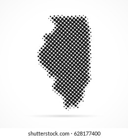 Illinois map in halftone. Dotted illustration isolated on a white background.
Vector illustration.