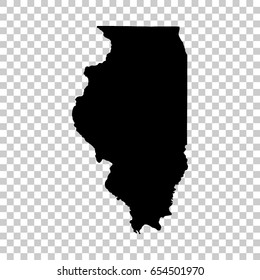 Illinois map isolated on transparent background. Black map for your design. Vector illustration, easy to edit.