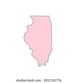 Illinois map isolated on white background silhouette. Illinois USA state.