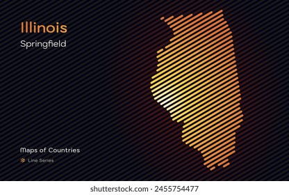 Illinois Map in a Line Pattern. Stylized simple vector map	