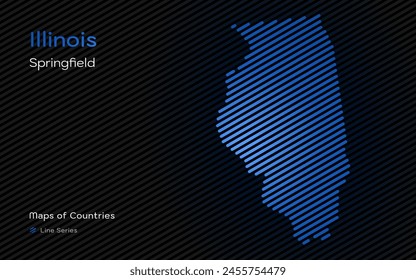 Illinois Map in a Line Pattern. Stylized simple vector map	