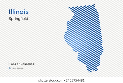 Illinois Map in a Line Pattern. Stylized simple vector map	