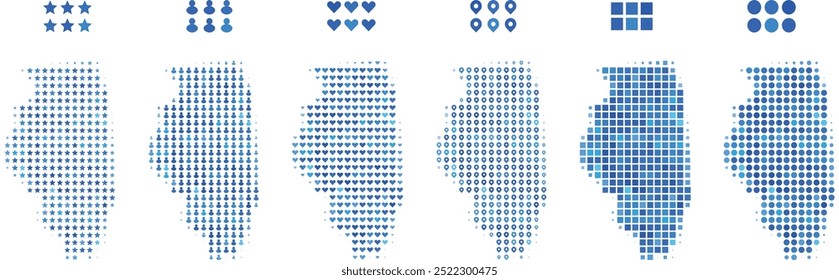 Illinois Map made from different icons