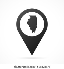 Illinois Map on location pin. Map pointer isolated on a white background.
Conceptual vector illustration.
