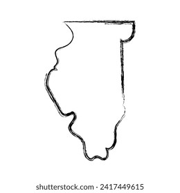 Illinois map outline concept sketch. Isolated vector graphics hand drawn map of US state.