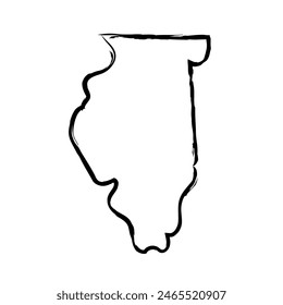 Illinois map outline concept sketch. Isolated vector graphics hand drawn map of US state.