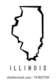 Illinois Map Outline - US State Shape Sharp Polygonal Geometric Style Vector.