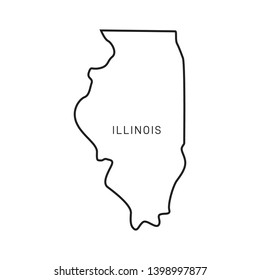 Illinois Map Outline Vector Design Template. Editable Stroke