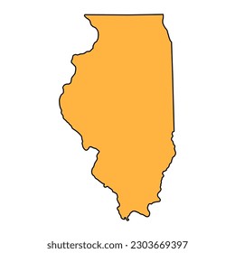Illinois map shape, united states of america. Flat concept icon symbol vector illustration .