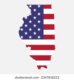 Illinois map shape, united states of america. Flat concept icon symbol vector illustration .