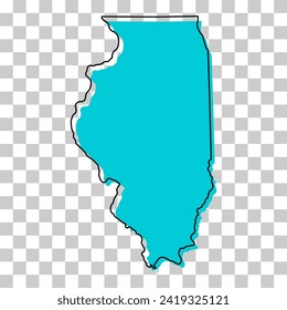 Illinois map shape, united states of america. Flat concept icon symbol vector illustration .