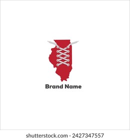 illinois map shoe lace vector logo template