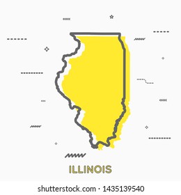 Illinois map in thin line style. Illinois infographic map icon with small thin line geometric figures. Illinois state. Vector illustration linear modern concept svg