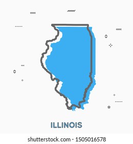 Illinois map in thin line style. Illinois infographic map icon with small thin line geometric figures. Illinois state. Vector illustration linear modern concept svg