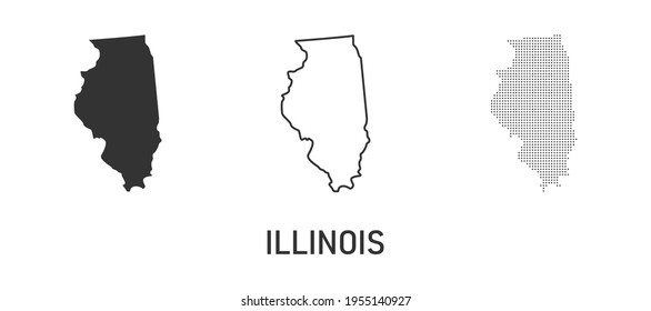 Illinois map. Map of the United States of America made of dots, line and whole. Vector illustration.