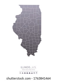 illinois map. us states vector map series. united states map background.