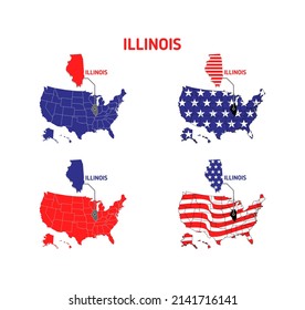 Illinois map with usa flag design illustration vector eps format , suitable for your design needs, logo, illustration, animation, etc.