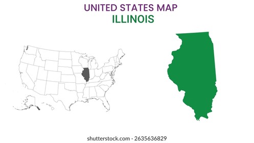 Illinois map of USA state. Illinois map vector illustration. Illinois vector map on white background.