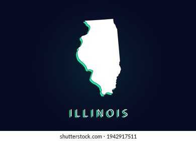 Illinois Map - USA, United States of America map, World map vector template with green and white  color gradient isolated on dark background - Vector illustration eps 10