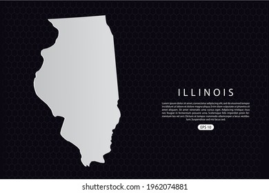 Illinois Map - USA, United States of America map, World Map International vector template with White Color isolated on hexagon background - Vector illustration eps 10