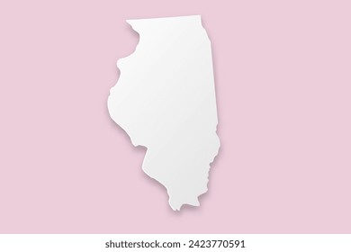 Illinois Map - USA, United States of America Map vector template with paper cut style including shadow and white color on pink background for design, website - Vector illustration eps 10