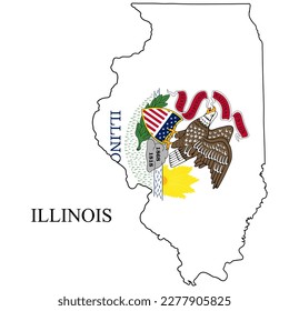 Illinois map vector illustration. Global economy. State in America. North America. United States. America. U.S.A