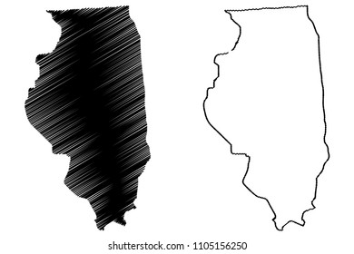 Illinois map vector illustration, scribble sketch Illinois map