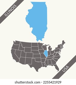 cartografía de esquema vectorial de mapa illinois