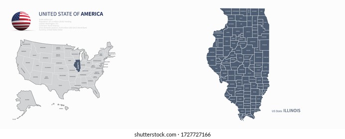illinois map. illinois vector map of u.s. states.