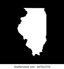 Illinois map in white on black background
