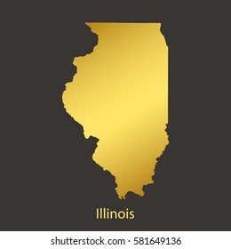 Illinois map,border with golden gradient. Vector illustration
