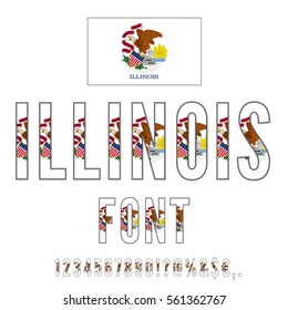Illinois National Flag stylized Font. Numbers in Vector Set