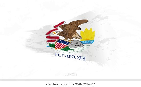 Illinois National Flag with Textured Brush Strokes. Artistic Brush Stroke Design.