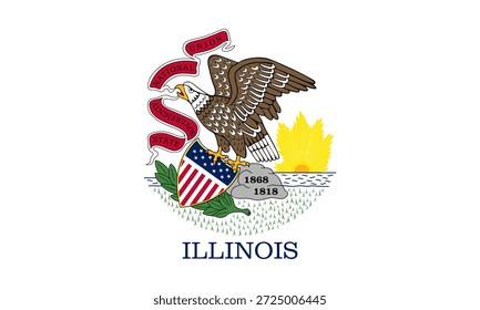Bandeira oficial de Illinois. Parte dos Estados Unidos. Design limpo para impressão, Web ou uso educacional. Ilustração vetorial.