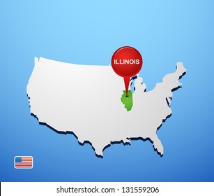 Illinois on USA map