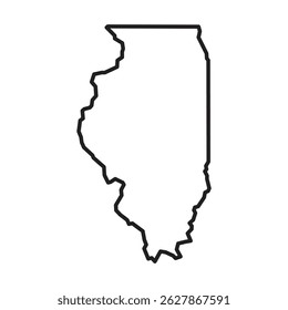 Illinois Outline Vector Map - State Border Illustration