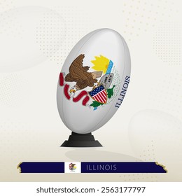 Illinois Rugby Ball on Rugby Kicking Tees with Modern Design. Illustration perfect for sports, national pride, and rugby-related projects.